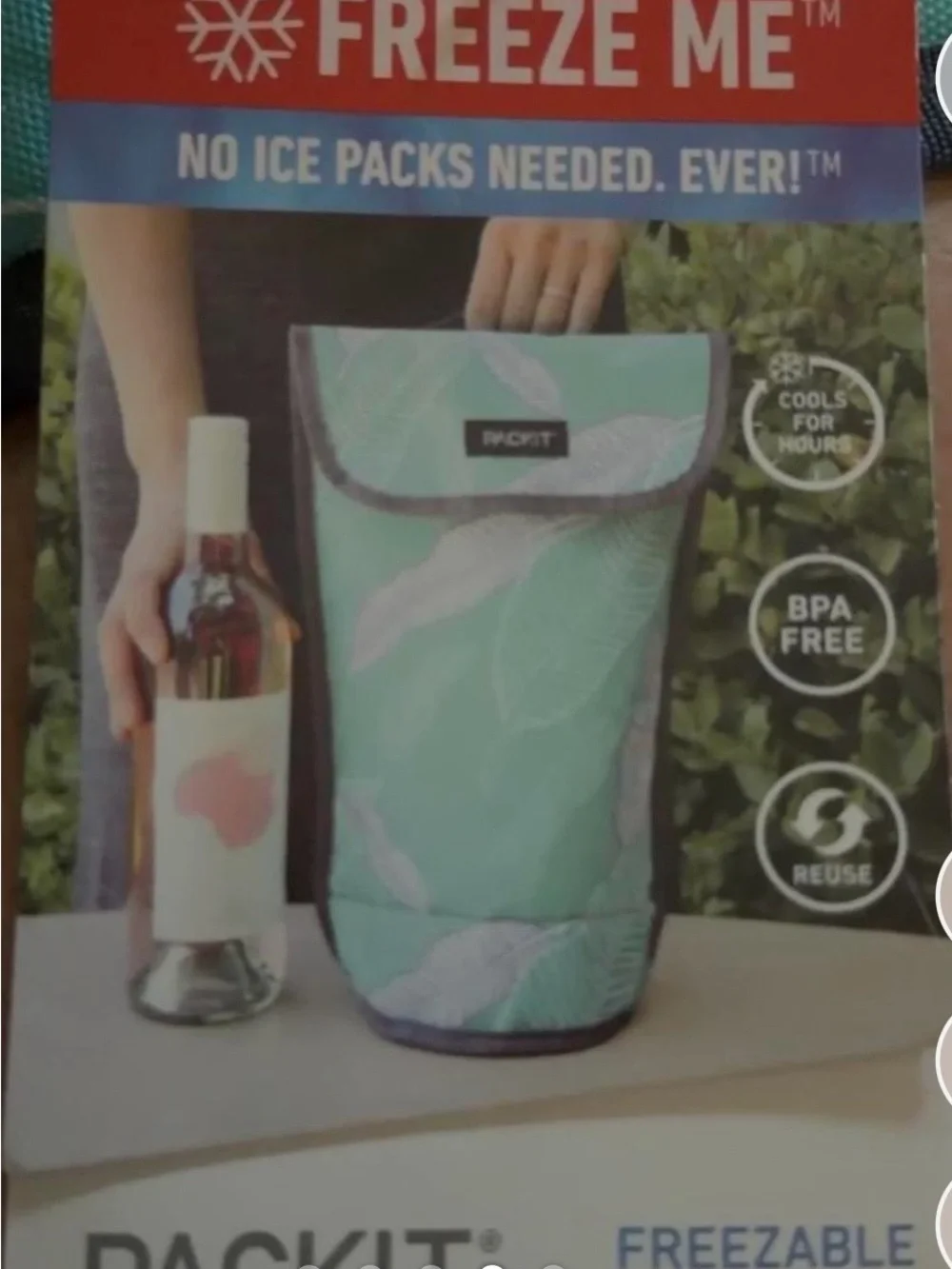 Pack it Teal Leaf Pattern Insulated freeze it cooler bag